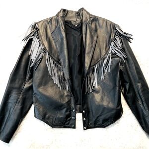Fringe leather jacket